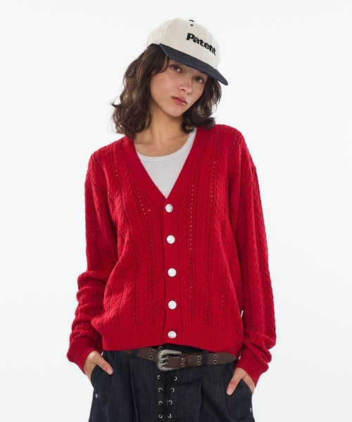 WISH FOR EVER(ウィッシュフォーエバー)の「SILVER BUTTON CABLE KNIT CARDIGAN / シルバーボタンケーブルニットカーディガン(カーディガン/ボレロ・メンズ・ライトブルー/ブラック/レッド・LARGE/SMALL/MEDIUM)」の3枚目の写真