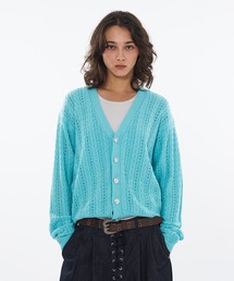 WISH FOR EVER(ウィッシュフォーエバー)のSILVER BUTTON CABLE KNIT CARDIGAN / シルバーボタンケーブルニットカーディガン(カーディガン/ボレロ)