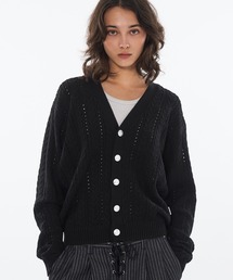 SILVER BUTTON CABLE KNIT CARDIGAN / シルバーボタンケーブルニットカーディガン