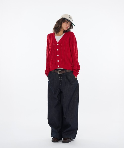 WISH FOR EVER(ウィッシュフォーエバー)の「SILVER BUTTON CABLE KNIT CARDIGAN / シルバーボタンケーブルニットカーディガン(カーディガン/ボレロ・メンズ・ライトブルー/ブラック/レッド・LARGE/SMALL/MEDIUM)」の16枚目の写真