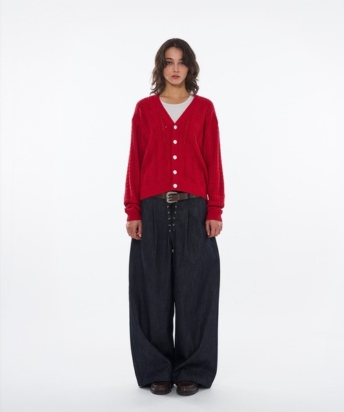 WISH FOR EVER(ウィッシュフォーエバー)の「SILVER BUTTON CABLE KNIT CARDIGAN / シルバーボタンケーブルニットカーディガン(カーディガン/ボレロ・メンズ・ライトブルー/ブラック/レッド・LARGE/SMALL/MEDIUM)」の17枚目の写真