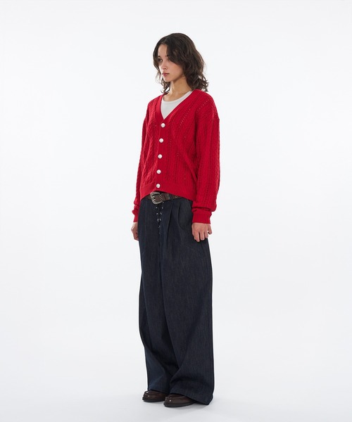 WISH FOR EVER(ウィッシュフォーエバー)の「SILVER BUTTON CABLE KNIT CARDIGAN / シルバーボタンケーブルニットカーディガン(カーディガン/ボレロ・メンズ・ライトブルー/ブラック/レッド・LARGE/SMALL/MEDIUM)」の14枚目の写真