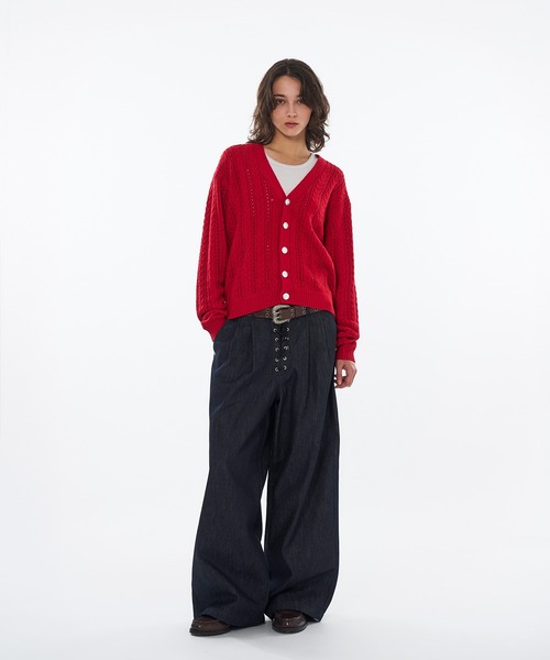 WISH FOR EVER(ウィッシュフォーエバー)の「SILVER BUTTON CABLE KNIT CARDIGAN / シルバーボタンケーブルニットカーディガン(カーディガン/ボレロ・メンズ・ライトブルー/ブラック/レッド・LARGE/SMALL/MEDIUM)」の21枚目の写真