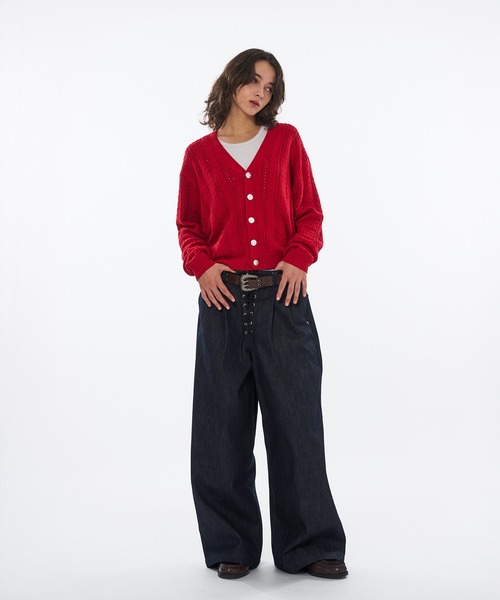 WISH FOR EVER(ウィッシュフォーエバー)の「SILVER BUTTON CABLE KNIT CARDIGAN / シルバーボタンケーブルニットカーディガン(カーディガン/ボレロ・メンズ・ライトブルー/ブラック/レッド・LARGE/SMALL/MEDIUM)」の20枚目の写真