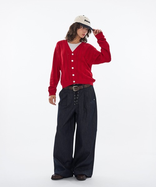 WISH FOR EVER(ウィッシュフォーエバー)の「SILVER BUTTON CABLE KNIT CARDIGAN / シルバーボタンケーブルニットカーディガン(カーディガン/ボレロ・メンズ・ライトブルー/ブラック/レッド・LARGE/SMALL/MEDIUM)」の12枚目の写真