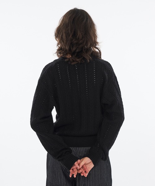 WISH FOR EVER(ウィッシュフォーエバー)の「SILVER BUTTON CABLE KNIT CARDIGAN / シルバーボタンケーブルニットカーディガン(カーディガン/ボレロ・メンズ・ライトブルー/ブラック/レッド・LARGE/SMALL/MEDIUM)」の5枚目の写真