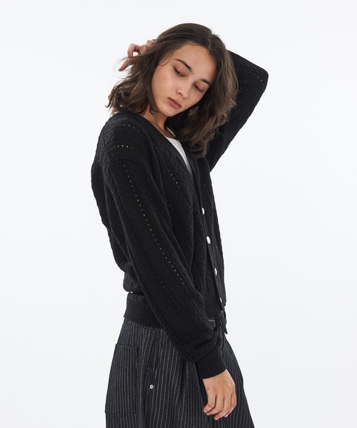WISH FOR EVER(ウィッシュフォーエバー)の「SILVER BUTTON CABLE KNIT CARDIGAN / シルバーボタンケーブルニットカーディガン(カーディガン/ボレロ・メンズ・ライトブルー/ブラック/レッド・LARGE/SMALL/MEDIUM)」の7枚目の写真