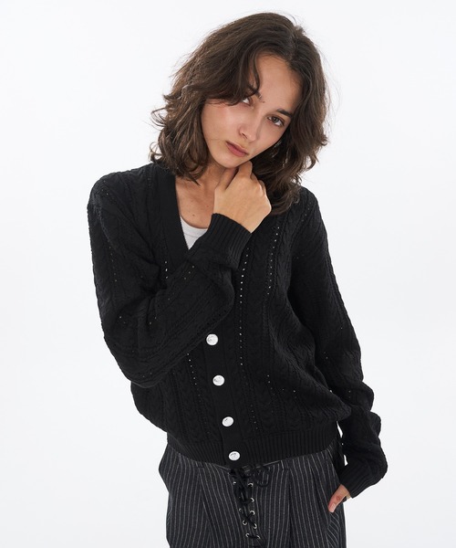 WISH FOR EVER(ウィッシュフォーエバー)の「SILVER BUTTON CABLE KNIT CARDIGAN / シルバーボタンケーブルニットカーディガン(カーディガン/ボレロ・メンズ・ライトブルー/ブラック/レッド・LARGE/SMALL/MEDIUM)」の9枚目の写真