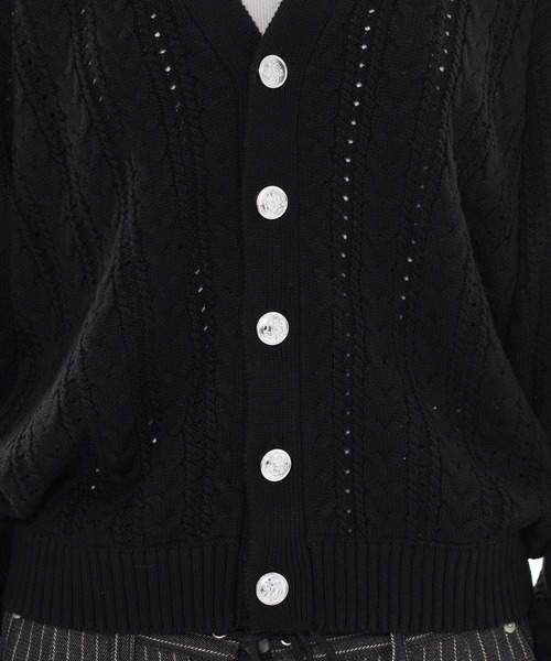 WISH FOR EVER(ウィッシュフォーエバー)の「SILVER BUTTON CABLE KNIT CARDIGAN / シルバーボタンケーブルニットカーディガン(カーディガン/ボレロ・メンズ・ライトブルー/ブラック/レッド・LARGE/SMALL/MEDIUM)」の15枚目の写真