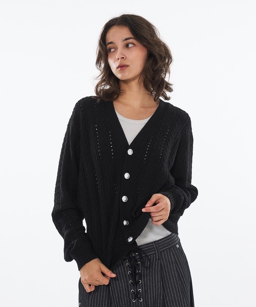 WISH FOR EVER(ウィッシュフォーエバー)の「SILVER BUTTON CABLE KNIT CARDIGAN / シルバーボタンケーブルニットカーディガン(カーディガン/ボレロ・メンズ・ライトブルー/ブラック/レッド・LARGE/SMALL/MEDIUM)」の10枚目の写真