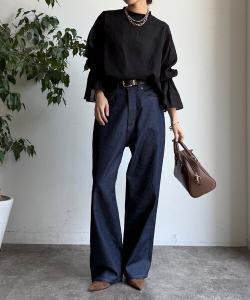 DouDou（ドゥドゥ）の「プリーツ襟袖フレアブラウス（シャツ/ブラウス・レディース・ブラック/グレー/オフホワイト・FREE）」の17枚目の写真