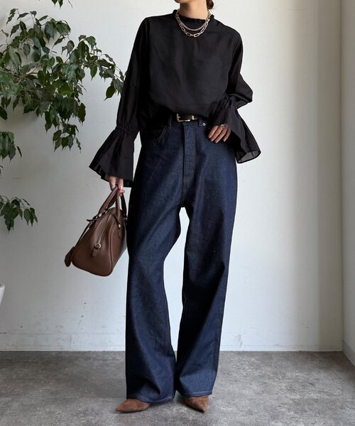 DouDou（ドゥドゥ）の「プリーツ襟袖フレアブラウス（シャツ/ブラウス・レディース・ブラック/グレー/オフホワイト・FREE）」の21枚目の写真