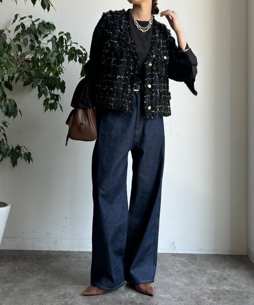 DouDou（ドゥドゥ）の「プリーツ襟袖フレアブラウス（シャツ/ブラウス・レディース・ブラック/グレー/オフホワイト・FREE）」の22枚目の写真