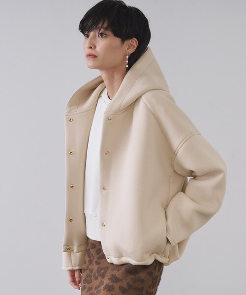 OPAQUE.CLIP（オペークドットクリップ）の「フーディブルゾン【洗濯機OK】（ブルゾン・レディース・チャコールグレー/ナチュラル・38/40/42）」の7枚目の写真