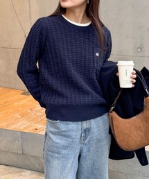 fredy emue | FR刺繍ケーブル柄ちびポケニットプルオーバー(ニット/セーター)