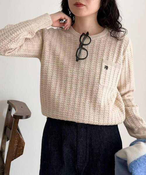 セール】FR刺繍ケーブル柄ちびポケニットプルオーバー（ニット