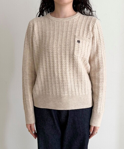 セール】FR刺繍ケーブル柄ちびポケニットプルオーバー（ニット