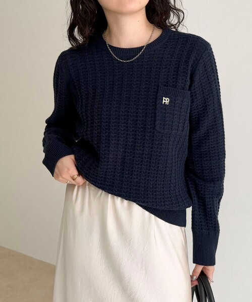 セール】FR刺繍ケーブル柄ちびポケニットプルオーバー（ニット