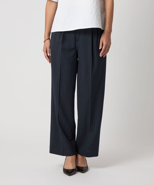 A DAY IN THE LIFE UNITED ARROWS(アデイインザライフユナイテッドアローズ)の「メッシュ ストライプ 2タックワイドパンツ ‐ウォッシャブル‐ <A DAY IN THE LIFE>(その他パンツ・レディース・ライトグレー/モカ/ネイビー・36/38/40)」の3枚目の写真