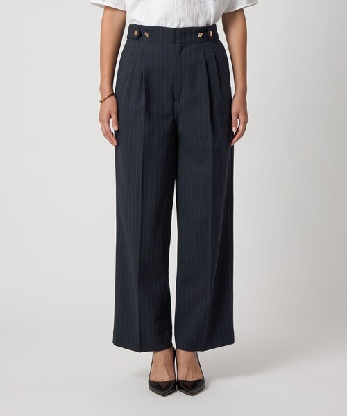 A DAY IN THE LIFE UNITED ARROWS(アデイインザライフユナイテッドアローズ)の「メッシュ ストライプ 2タックワイドパンツ ‐ウォッシャブル‐ <A DAY IN THE LIFE>(その他パンツ・レディース・ライトグレー/モカ/ネイビー・36/38/40)」の4枚目の写真