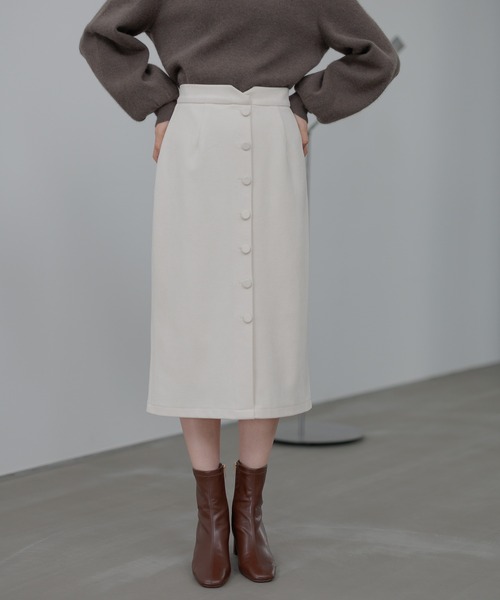 Andemiu（アンデミュウ）の「ミディIラインスカート602240（スカート・レディース・アイボリー/ブラック/ブラウン・FREE）」の2枚目の写真