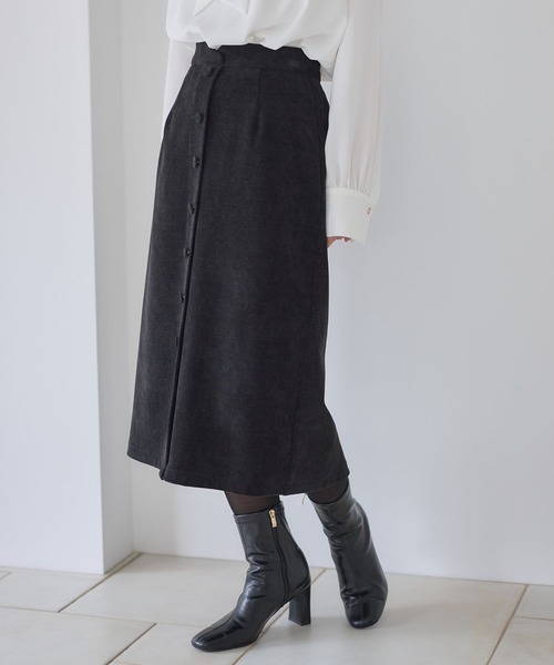 Andemiu（アンデミュウ）の「ミディIラインスカート602240（スカート・レディース・アイボリー/ブラック/ブラウン・FREE）」の3枚目の写真