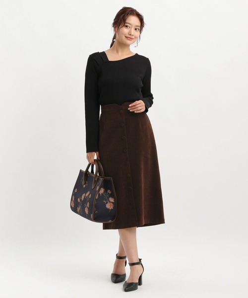 Andemiu（アンデミュウ）の「ミディIラインスカート602240（スカート・レディース・アイボリー/ブラック/ブラウン・FREE）」の14枚目の写真