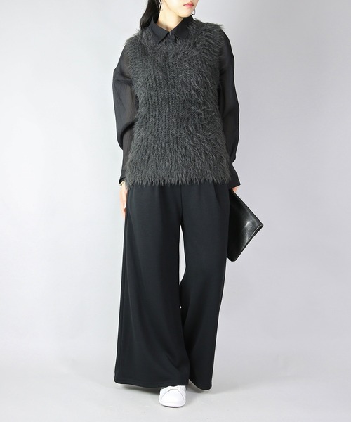 and it_（アンドイット）の「フレアスカート風裏シャギーワイドパンツ（その他パンツ・レディース・ブラック/カーキ/ヘザーチャコール/ネイビー・FREE）」の8枚目の写真