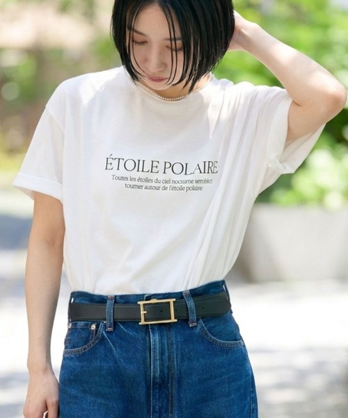 EMMA ROUGE VIF(エマルージュヴィフ)の「ロゴTシャツ(ETOILE POLAIRE)(Tシャツ/カットソー・レディース・スミクロ/グレー・フリー)」の1枚目の写真