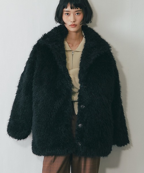 シャギーファーAラインコート（ステンカラーコート）｜ANOTHER S