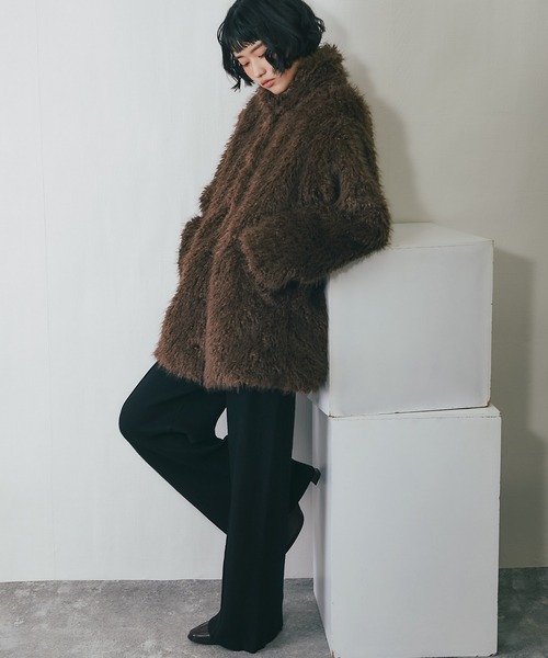 シャギーファーAラインコート（ステンカラーコート）｜ANOTHER S