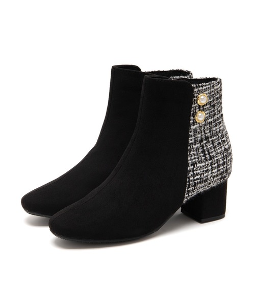 JELLY BEANS（ジェリービーンズ）の「ダブルボタンコンビショートブーツ(210-57386)JELLY BEANS(ジェリービーンズ)（ブーツ・レディース・ダークブラウン/ブラック系/ブラック・S/M/LL/L）」の4枚目の写真