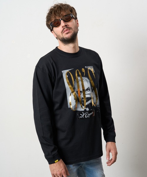 STUD MUFFIN（スタッドマフィン）の「STUD MUFFIN/スタッドマフィン/コットン天竺 80'S QUEEN シークイン LS Tシャツ（Tシャツ/カットソー・メンズ・ホワイト/ブラック・3/2/4）」の5枚目の写真
