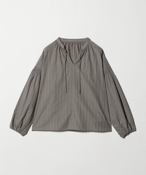 A DAY IN THE LIFE UNITED ARROWS(アデイインザライフユナイテッドアローズ)の「モールストライプ スキッパーブラウス <A DAY IN THE LIFE>(シャツ/ブラウス・レディース・モカ/ナチュラル/ブラック・FREE)」の1枚目の写真