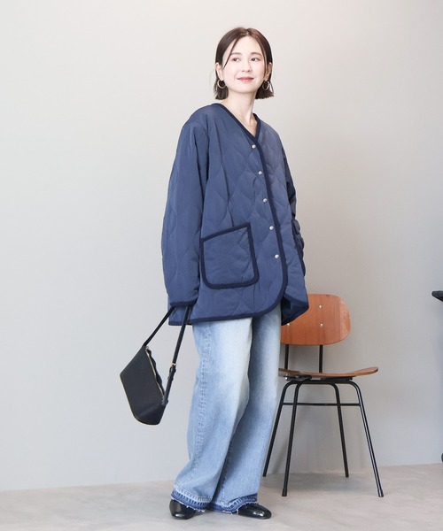 AMERICAN HOLIC（アメリカンホリック）の「キルティングブルゾン（ブルゾン・レディース・ブラック/ネイビー/カーキ/アイボリー・M/L）」の5枚目の写真