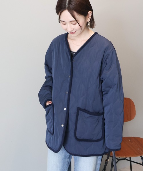 AMERICAN HOLIC（アメリカンホリック）の「キルティングブルゾン（ブルゾン・レディース・ブラック/ネイビー/カーキ/アイボリー・M/L）」の7枚目の写真