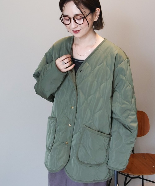 AMERICAN HOLIC（アメリカンホリック）の「キルティングブルゾン（ブルゾン・レディース・ブラック/ネイビー/カーキ/アイボリー・M/L）」の14枚目の写真