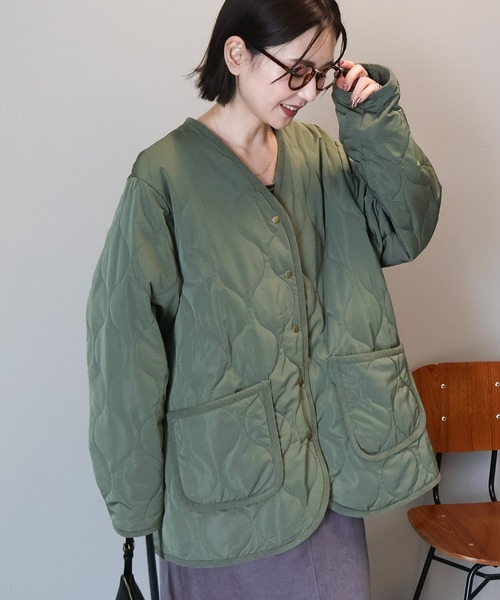 AMERICAN HOLIC（アメリカンホリック）の「キルティングブルゾン（ブルゾン・レディース・ブラック/ネイビー/カーキ/アイボリー・M/L）」の17枚目の写真