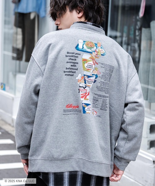 Rocky Monroe(ロッキーモンロー)の「Kellogg's 別注コラボ オーバーサイズヴィンテージライクグラフィックプリント裏起毛スウェットトレーナー(スウェット・メンズ・アッシュグレー/杢グレー/アッシュ/チャコール/ネイビー/ブラウン/アイボリー/アイボリー系・XL/L/M)」の4枚目の写真