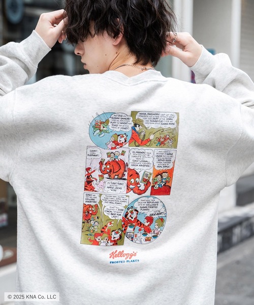 Rocky Monroe(ロッキーモンロー)の「Kellogg's 別注コラボ オーバーサイズヴィンテージライクグラフィックプリント裏起毛スウェットトレーナー(スウェット・メンズ・アッシュグレー/杢グレー/アッシュ/チャコール/ネイビー/ブラウン/アイボリー/アイボリー系・XL/L/M)」の5枚目の写真