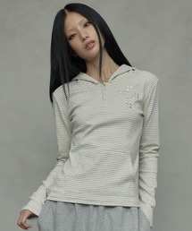 A'GEM/9 × .kom 『NIIER NOR/ニアノア』 CROSS STRIPE HENLEY HOODIE/クロスボーダー ヘンリーパーカー