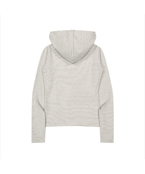 NIIER NOR(ニアノア)の「A'GEM/9 × .kom 『NIIER NOR/ニアノア』 CROSS STRIPE HENLEY HOODIE/クロスボーダー ヘンリーパーカー(Tシャツ/カットソー・レディース・アイボリー/ブラック・FREE)」の16枚目の写真