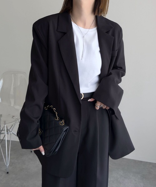 KOBE LETTUCE(コウベレタス)の「オーバーサイズジャケット(テーラードジャケット・レディース・ブラック・M)」の1枚目の写真