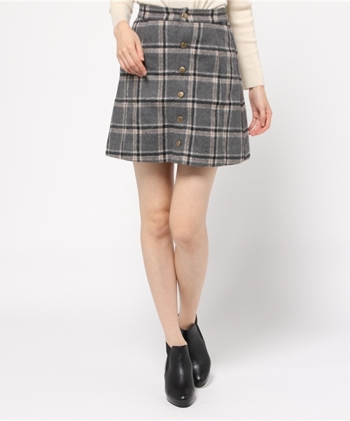 Chico（チコ）の「【who's who Chico】前開き台形スカート（スカート・レディース・グレー/ベージュ・FREE）」の2枚目の写真