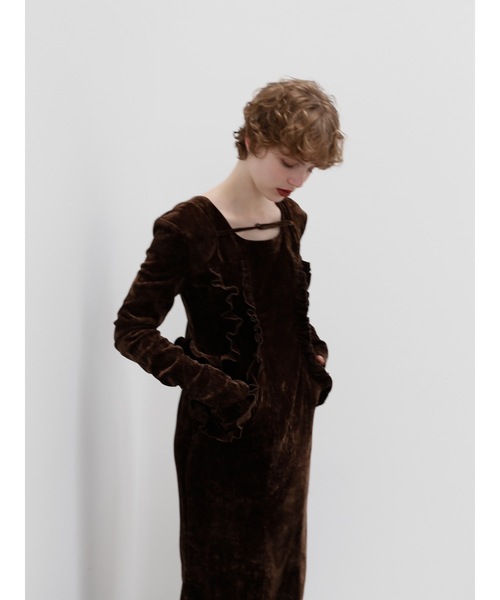 Katrin TOKYO(カトリーントーキョー)の「【Exclusive Line】belted velour frill onepiece(ワンピース・レディース・ダークグリーン/ブラウン・XS/M/S)」の15枚目の写真