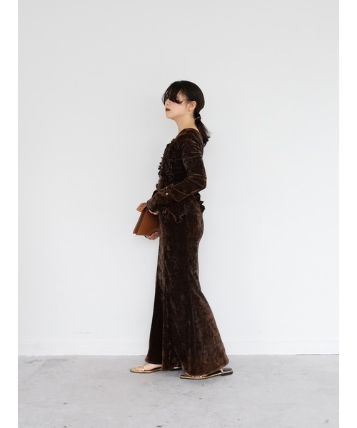 Exclusive Line】belted velour frill onepiece 【公式通販】