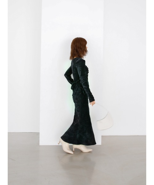Exclusive Line】belted velour frill onepiece（ワンピース）｜Katrin