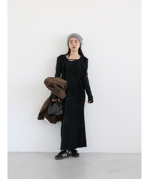 Exclusive Line】belted velour frill onepiece（ワンピース）｜Katrin