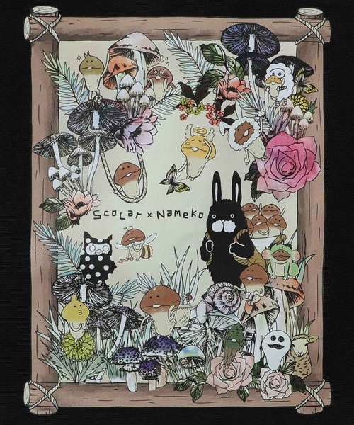 ScoLar(スカラー)の「ScoLar(スカラー) なめことラビル仲良しの森 トートバッグ(トートバッグ・レディース・ブラック/アイボリー・FREE)」の19枚目の写真