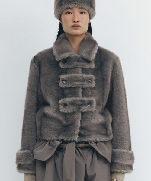 【Geek Office / ギークオフィス】OPEN YY Woven FAUX FUR TAB TOGGLE JACKET